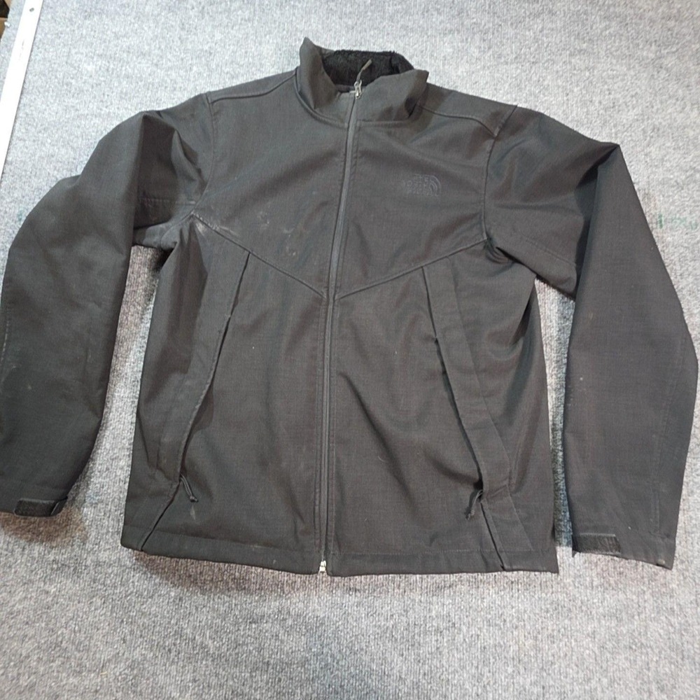The North Face Jacket Mens Medium Black Softshell Fleece Lined Full Zip Outdoor